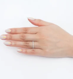 White Gold & White Diamond 2 mm Attelage French-Cut Pavé Band