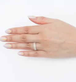 White Gold & White Diamond 2 mm Attelage French-Cut Pavé Band