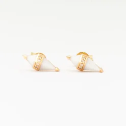 White Onyx & Diamond Pietra Studs