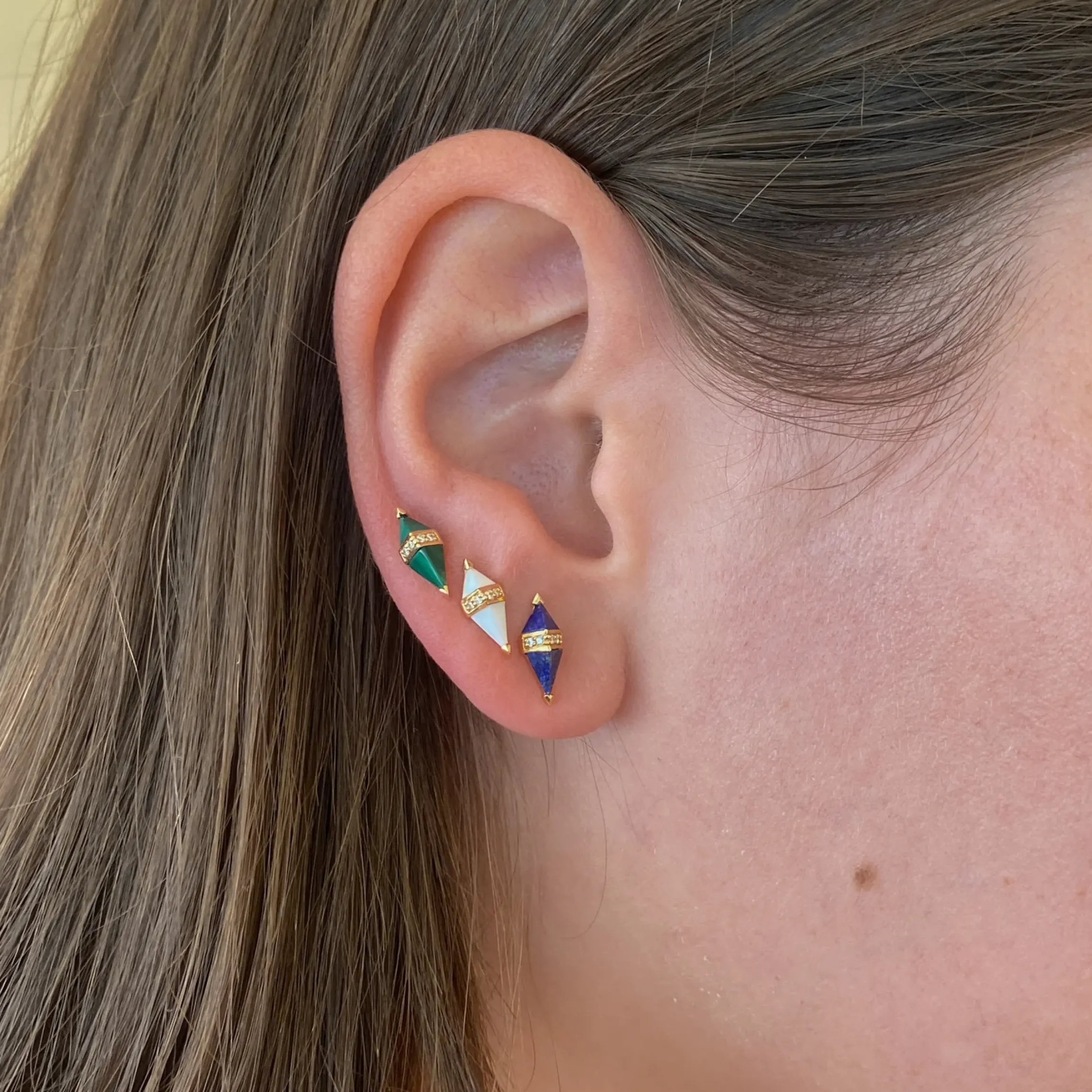 White Onyx & Diamond Pietra Studs