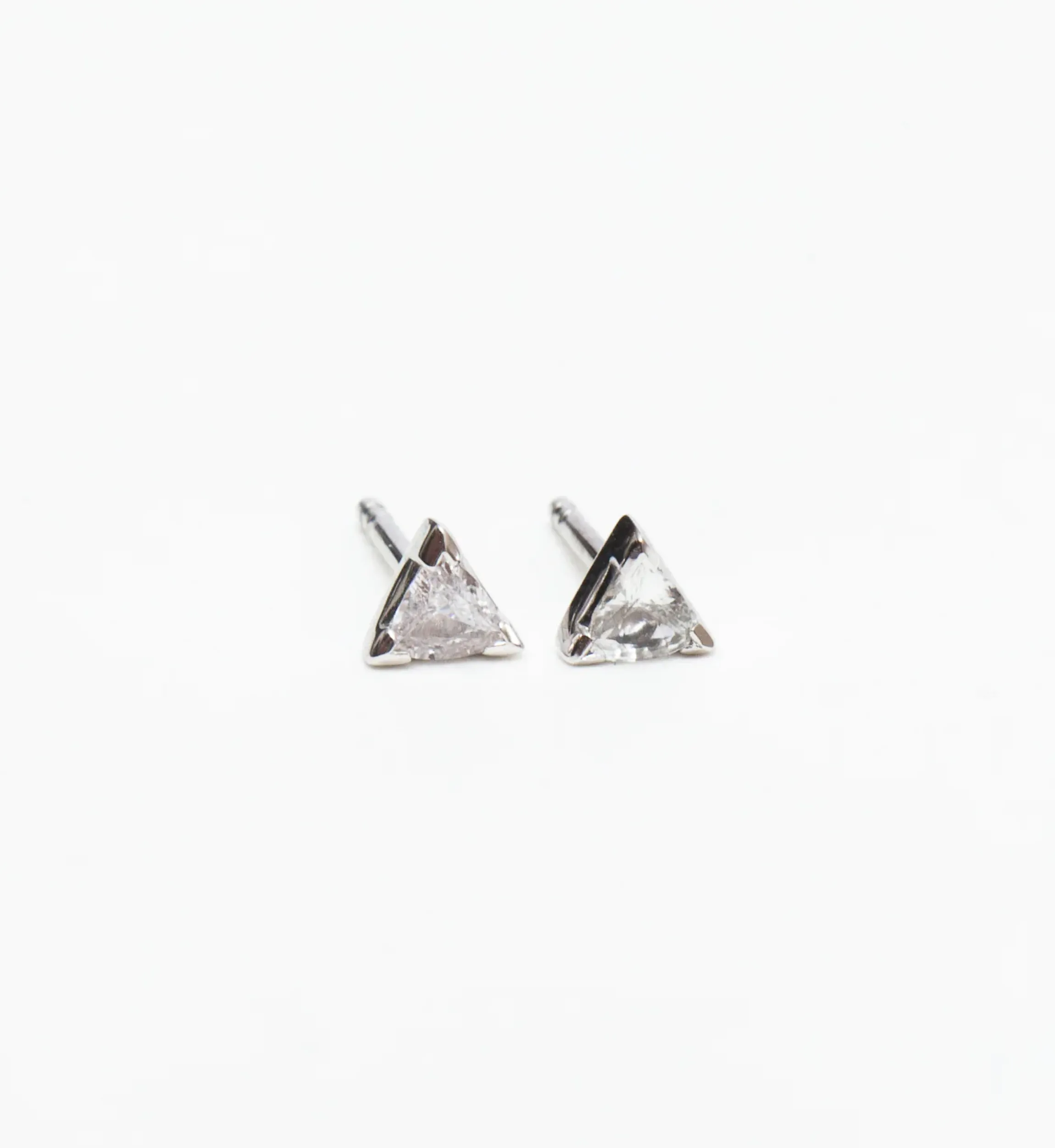 White Sapphire Trillion Studs