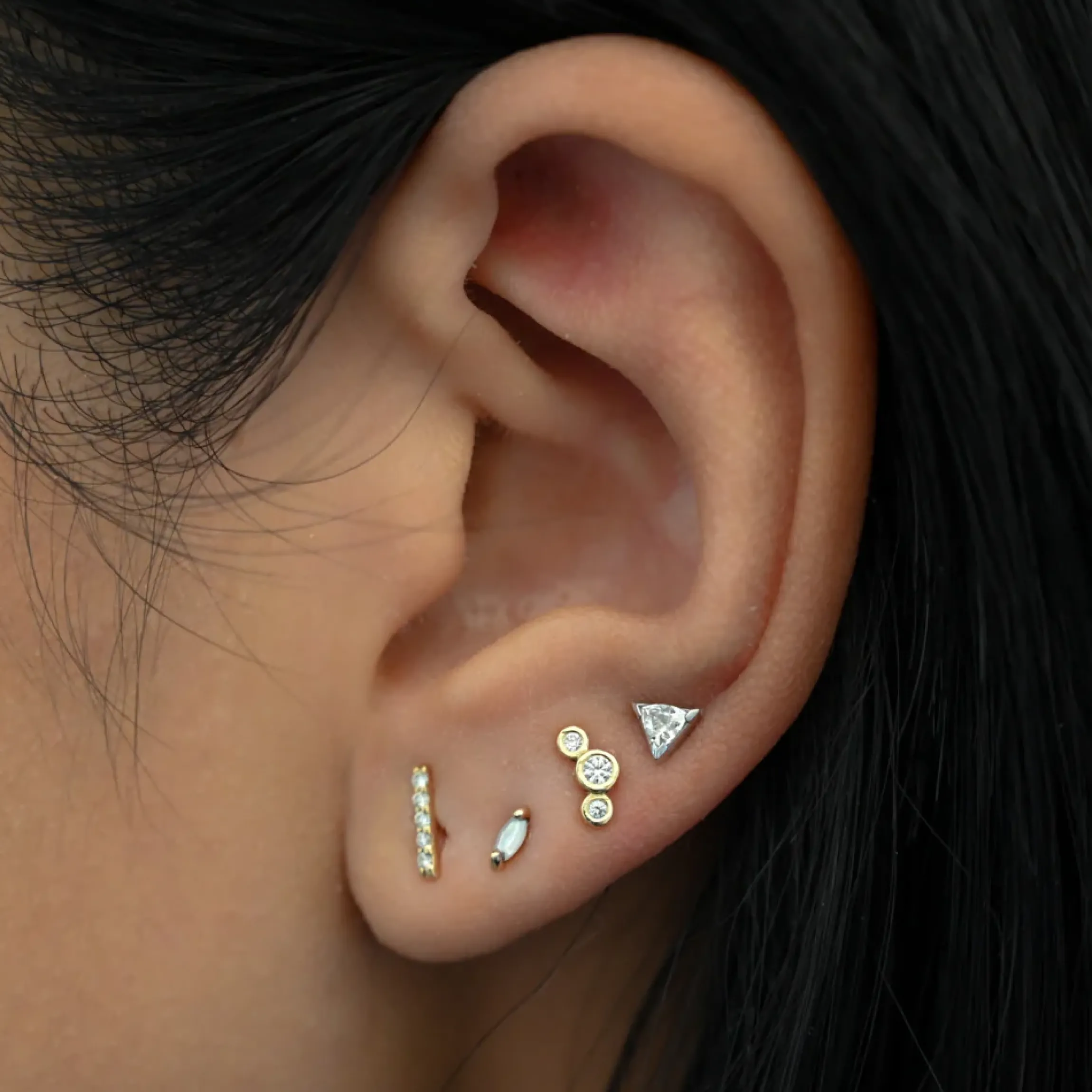 White Sapphire Trillion Studs