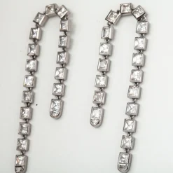 White Zircon Arc Earrings