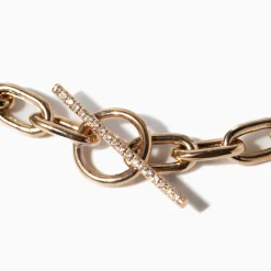 XL Square Oval Link Chain Bracelet With Pavé Diamond Toggle Clasp