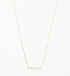 Yellow Gold 7 Diamond Tiny Pavé Bar Necklace