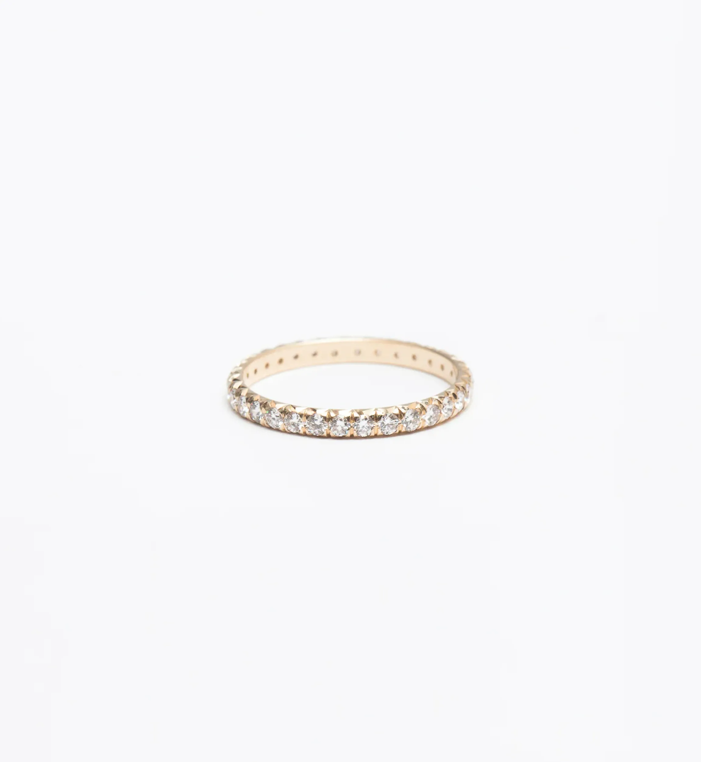 Yellow Gold & White Diamond 2 mm Attelage French-Cut Pavé Band