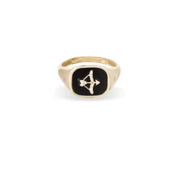 Zodiac Ceramic & Diamond Aries Signet Ring