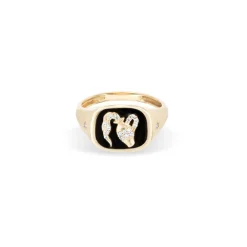 Zodiac Ceramic & Diamond Aries Signet Ring