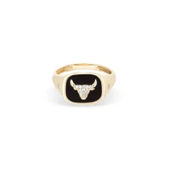 Zodiac Ceramic & Diamond Aries Signet Ring